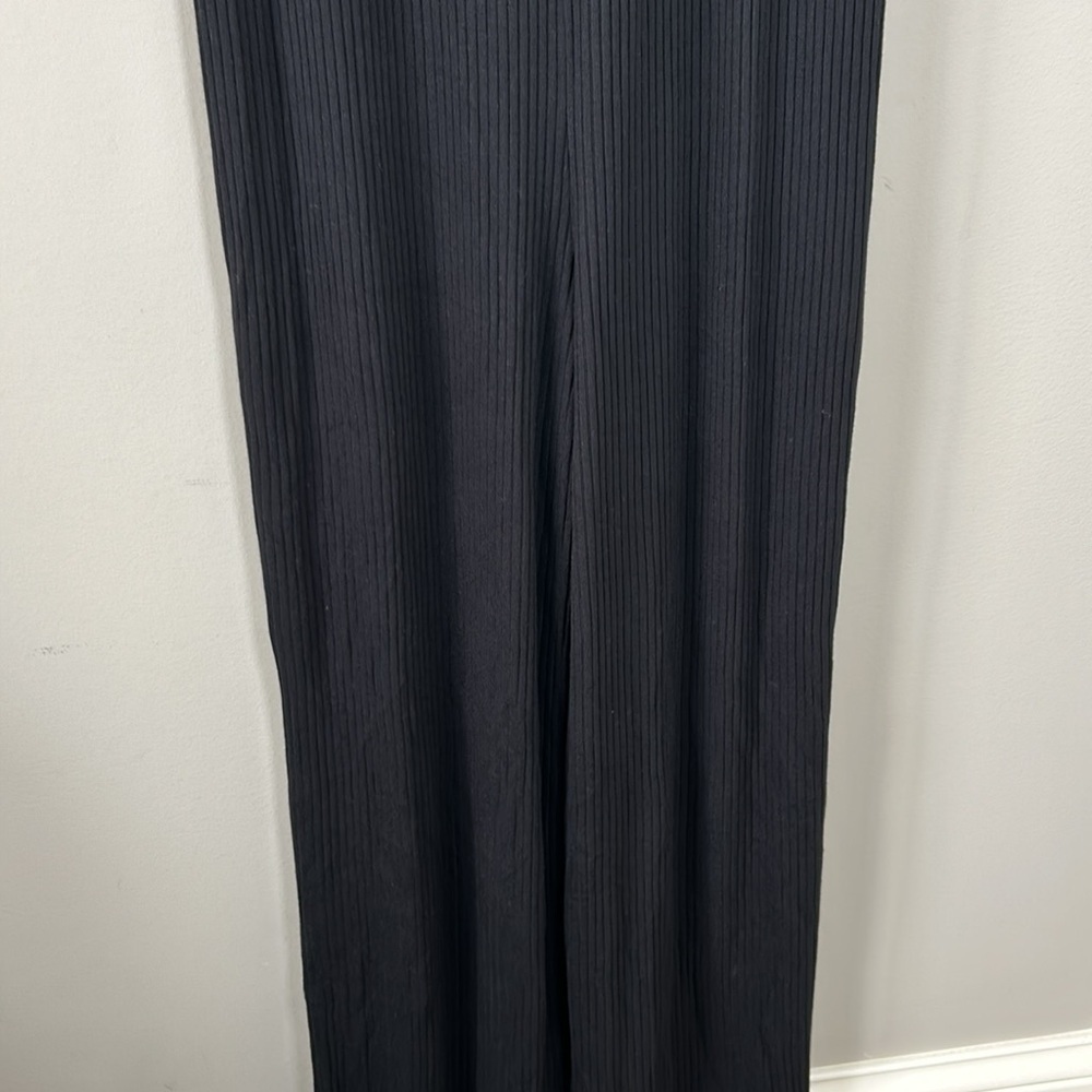 REFORMATION Camille Jumpsuit Ribbed Knit Button V Neck Black Stretch Sz L NEW - Picture 9 of 11